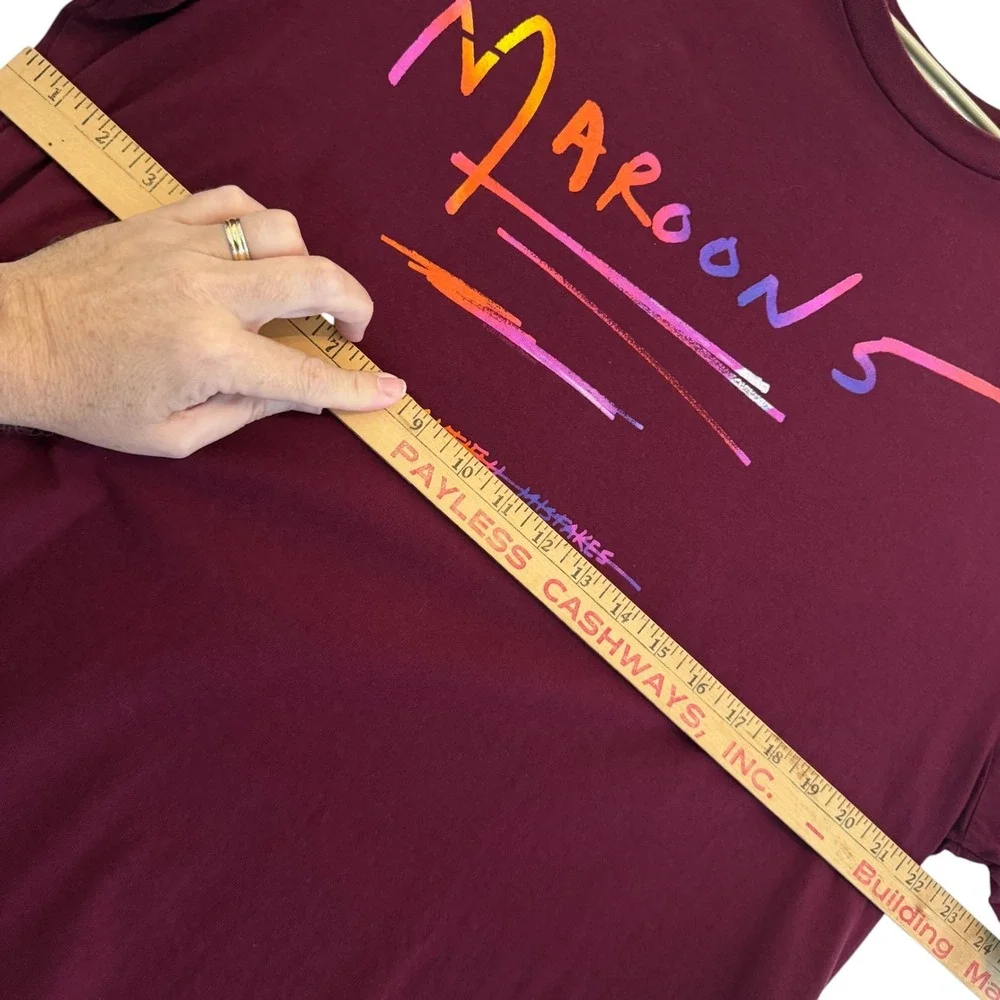 Maroon 5 Beautiful Mistakes Band T-Shirt Mens 2XL Burgundy Bella Canvas Graphic